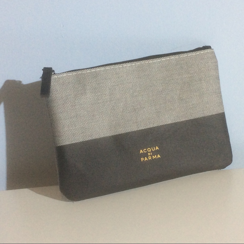 Acqua Di Parma Air Canada Grey Black Top Zip Cosmetic Case Makeup Storage Bag